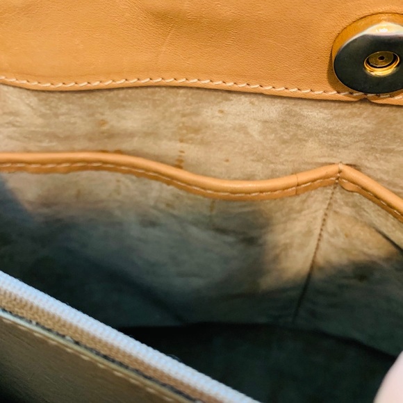 • Vtg. Brahmin woven straw bamboo handled canvas palm tree bag • - Picture 5 of 9